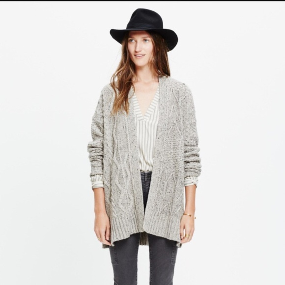 Madewell Panel-stitch open cardigan grey XS - Picture 1 of 8